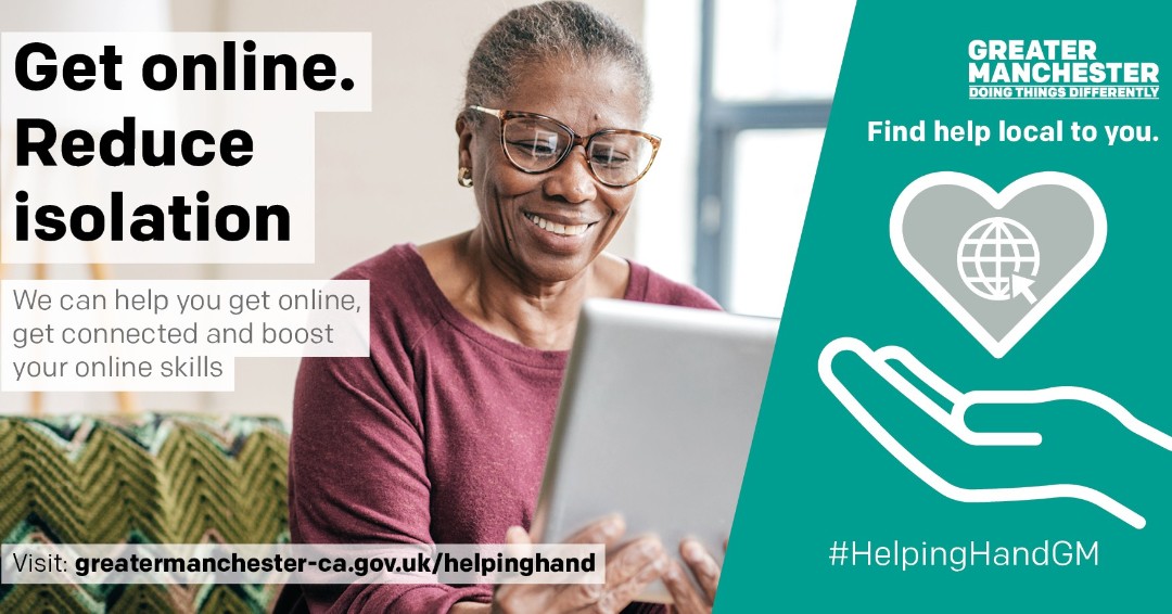 We know a lack of digital access, affordability & skills can make you feel isolated 🙁

@gmcadigital has launched #GetOnlineGM to help everyone get online, build digital skills and increase your support network 👏

Visit orlo.uk/VOVUv

#HelpingHandGM