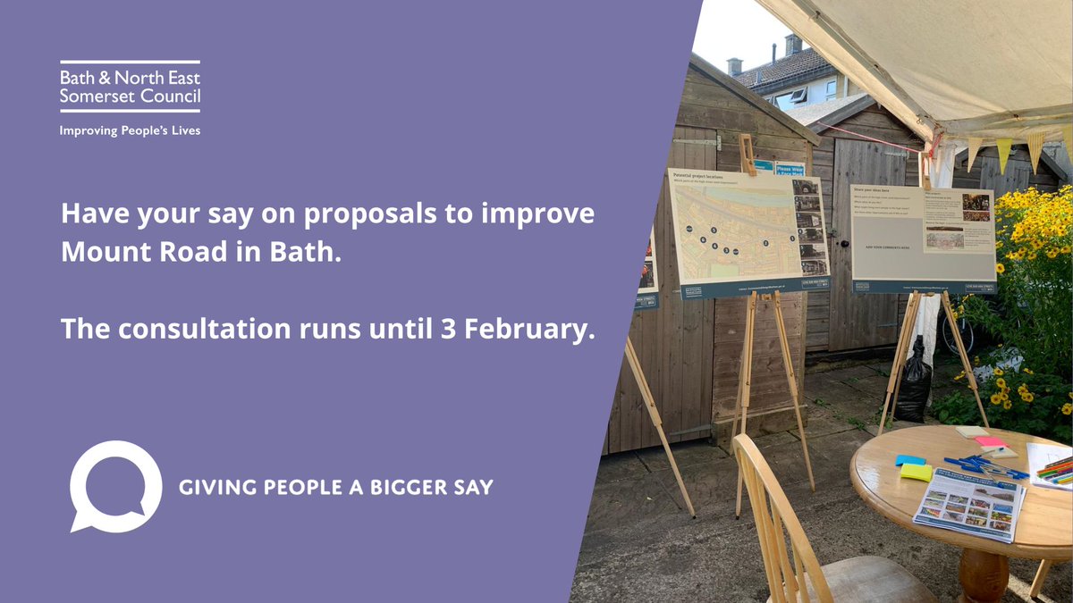 bathnes's tweet photo. Have your say in our consultation on proposed improvements to Mount Road in Bath which include street furniture, art installations and planting.
The consultation is open until 3rd February.
https://t.co/t2L43VWYkG” https://t.co/dlQL6TUCmA