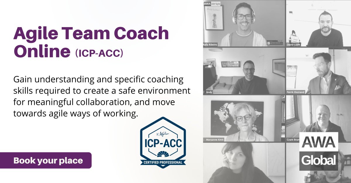 agileadventures's tweet image. Our online Agile Team Coach (ICP-ACC) training starting 23rd January has #SOLDOUT!

Don't worry though, if you've missed out on this course, you can still book onto February's course (also led by @MrDavidLowe  &amp;amp; @rafadasilvarib) here: adventureswithagile.com/course/certifi…

#highdemand #popular