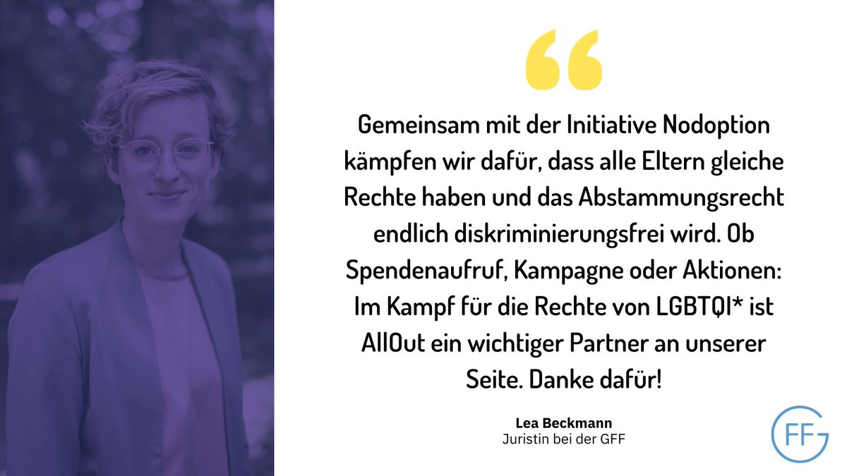 freiheitsrechte's tweet photo. Queere Eltern und ihre Kinder brauchen endlich #gleicheRechte! @AllOut hilft uns dabei, das in der Realität durchzusetzen. Danke! Warum das #Abstammungsrecht reformiert werden muss? 👉https://t.co/UhGvDLEXEN @Lea_Beckmann_ https://t.co/HOZnUqWLLF