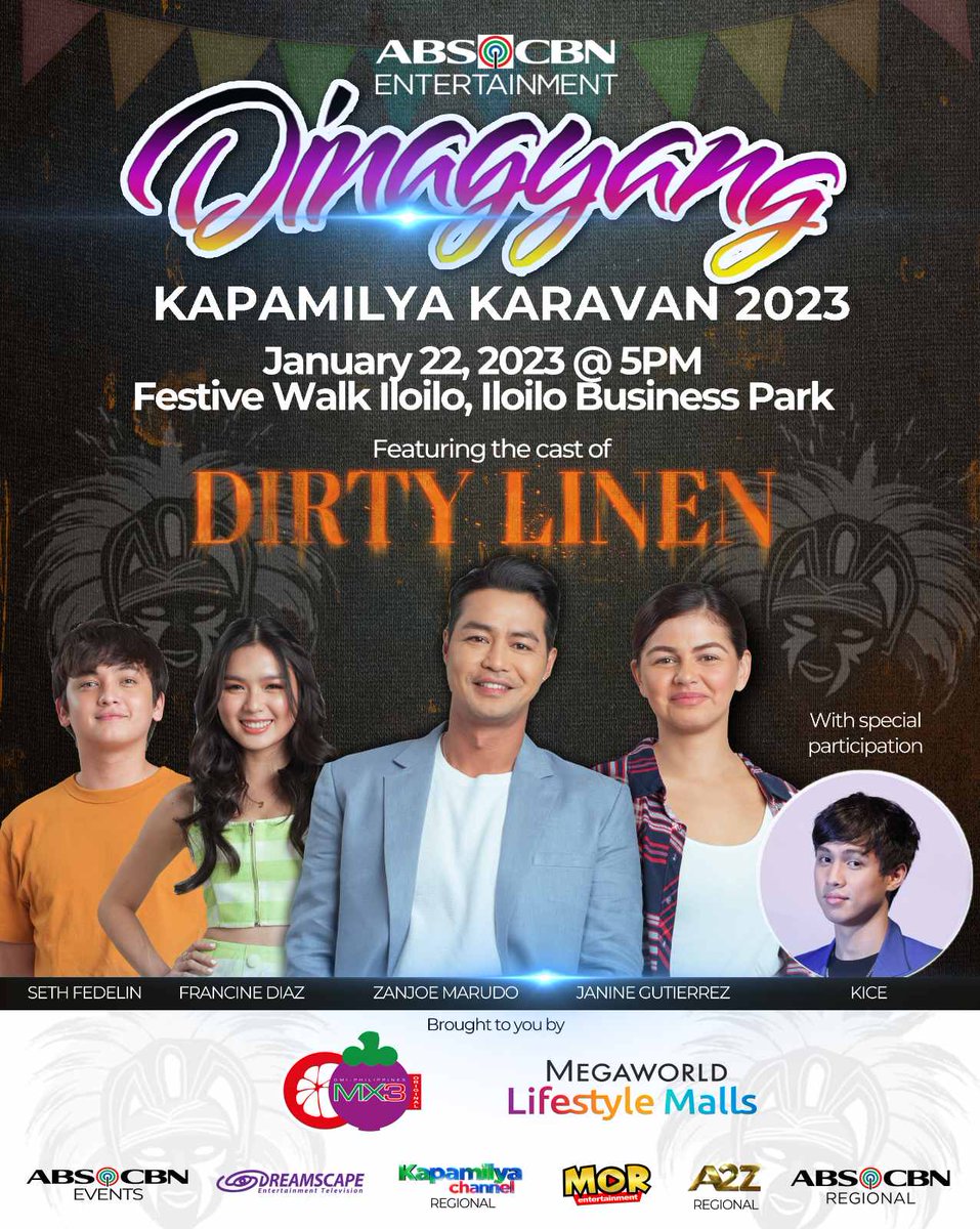 DreamscapePH's tweet image. Hala Bira Iloilo, Viva Señor Sto. Niño Magbabalik na ang Dinagyang Kapamilya Karavan kasama ang cast ng Dirty Linen!