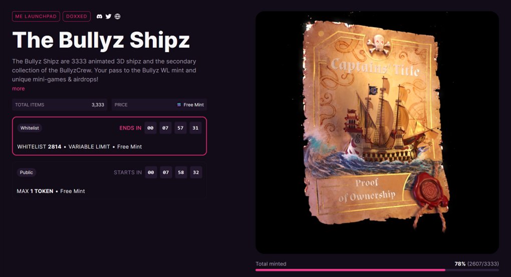 Already 2600 Shipz claimed. 80% of the supply gone in 17h. Plundeer!

Make sure you minted!
magiceden.io/launchpad/the_…

Not whitelisted? Try your luck on the public mint which starts at 7pm UTC+1 TODAY or get your shipz on the secondary market while you can👀
magiceden.io/marketplace/th…