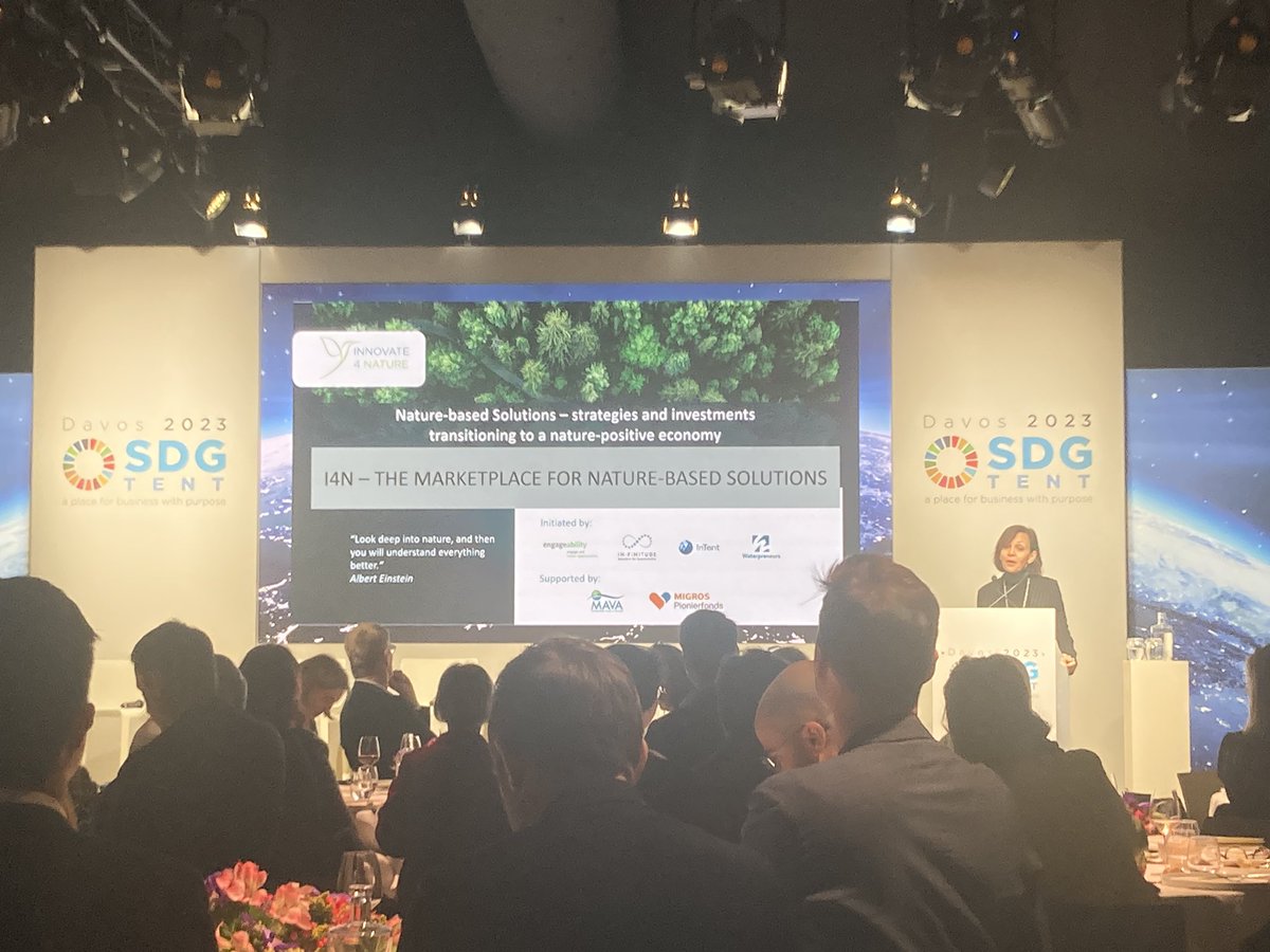 Starting my personal #WEF23 journey at the #sdgtent listening to Thomas Vellacott and Barbara Dubach. 
Thanks InTent for organizing 
„Nature based solutions for business in practice“