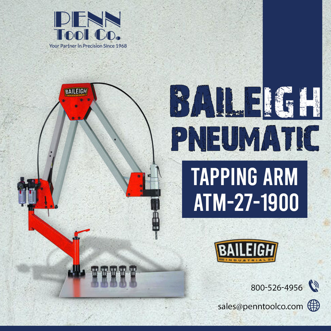 penntoolco's tweet image. The ergonomic design of the BAILEIGH ATM-27-1900 Pneumatic Tapping Arm is a benefit since it shields employees from repetitive motion injuries that might accumulate over time.

Get it now - penntoolco.com/baileigh-pneum…

#penntoolco #baileigh #tappingarm #tools
