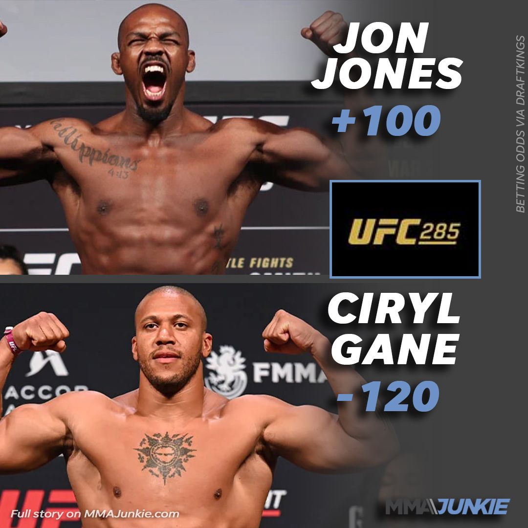 MMAJunkie's tweet photo. Jon Jones opens as a betting underdog for the first time since his second UFC fight in 2009 🤯

#UFC285 | Full story: https://t.co/Gw6Uz2nTzI https://t.co/lR1A8VVMuS