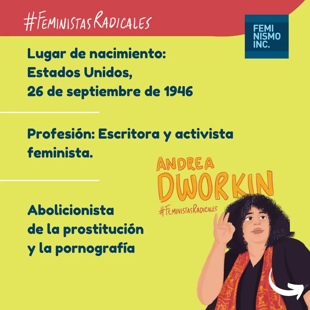 FeminismoINC's tweet photo. Por falta de dinero tuvo que prostituirse en #Europa hasta conseguir cómo volver a EEUU. En ese oscuro momento conoció a la activista Ricki Abrams a través de quien descubrió la corriente radical del feminismo y la obra de escritoras como #KateMillett y #ShulamithFirestone https://t.co/rNpCWLCMsd