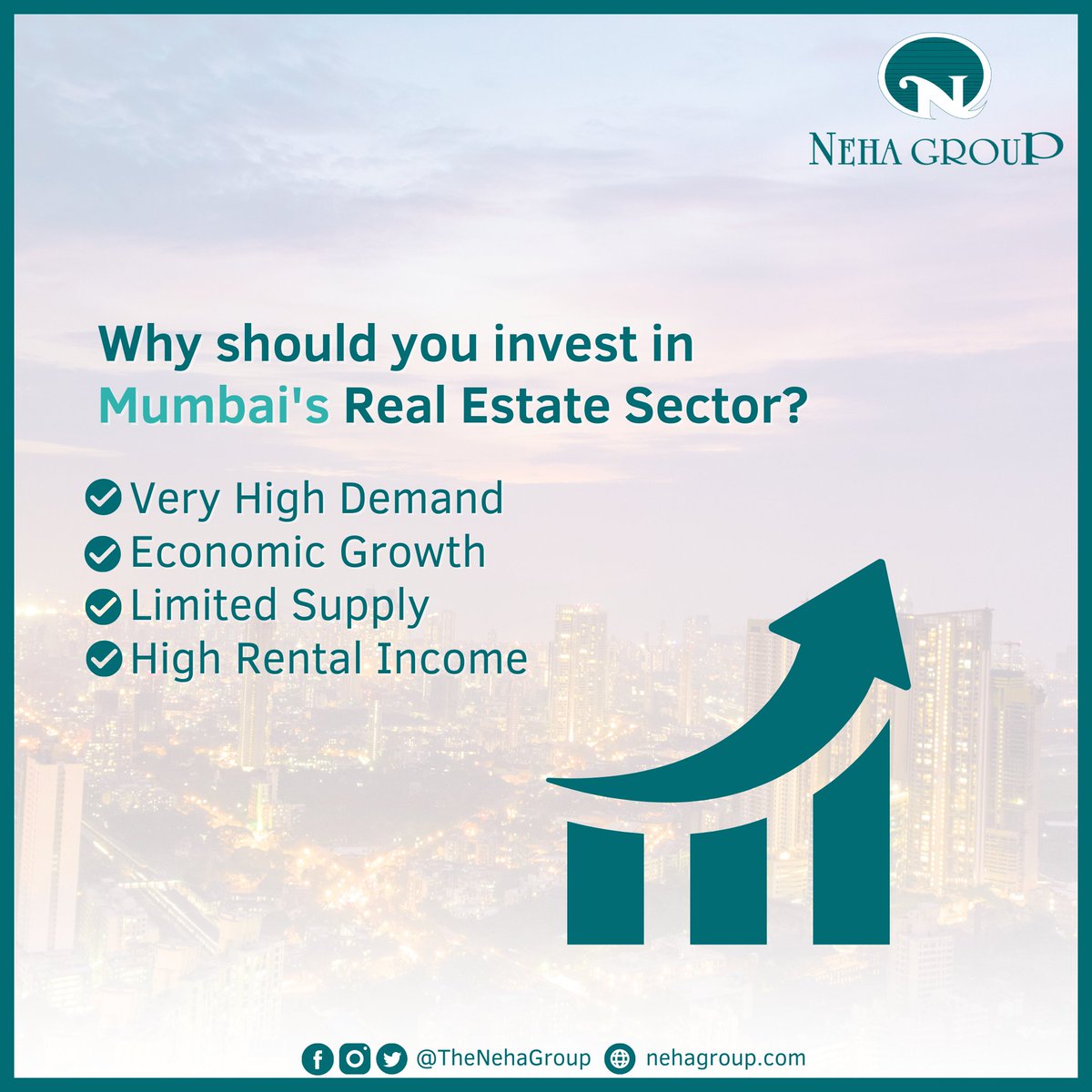 thenehagroup's tweet photo. Discover the opportunities for growth and success in Mumbai's thriving real estate sector with Neha Group..
.
.
#NehaGroup #DreamHomes #MumbaiRealEstate #LuxuryHomes #HomeBuilder #PropertyDevelopment #RealEstate #Housing #Construction #Architecture #InteriorDesign #Mumbai https://t.co/b7PEER9y54