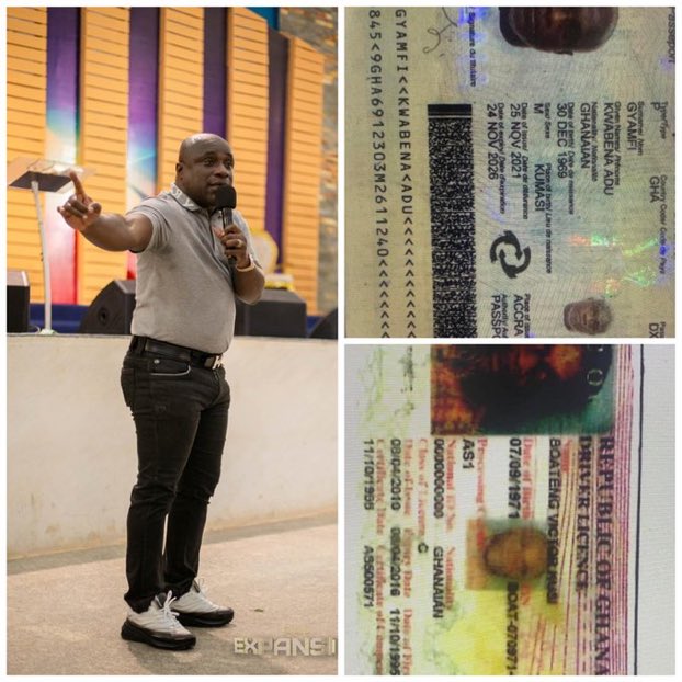 papakwesi_jr's tweet photo. How can this man of God have 2 identities, with 3 different biometric Ghanaian Passport; 

Rev. Victor Kusi Boateng 
Kwabena Adu Gyamfi 

Note this is a biometric passport now Imagine how many people who can have different Voters ID for the purpose of voting

The system is rigged https://t.co/d6pbcIwvwo