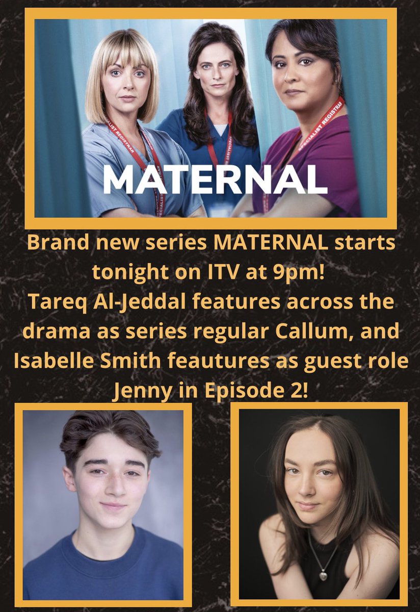 Alex Priestley Talent (@priestleytalent) on Twitter photo Tonight <a href="/ITV/">ITV</a> brings us brand new drama#Maternal starting our very own <a href="/Taz_t14/">Taz Jeddal</a> as series regular and <a href="/iz_zysmith/">Isabelle Smith</a> as guest role Jenny 🤩 Cast by the fabulous <a href="/amyhubcast/">Amy Hubbard</a>!Looking forward to seeing how this one pans out.. #WatchThisSpace #NewDrama Tonight <a href="/ITV/">ITV</a> brings us brand new drama#Maternal starting our very own <a href="/Taz_t14/">Taz Jeddal</a> as series regular and <a href="/iz_zysmith/">Isabelle Smith</a> as guest role Jenny 🤩 Cast by the fabulous <a href="/amyhubcast/">Amy Hubbard</a>!Looking forward to seeing how this one pans out.. #WatchThisSpace #NewDrama