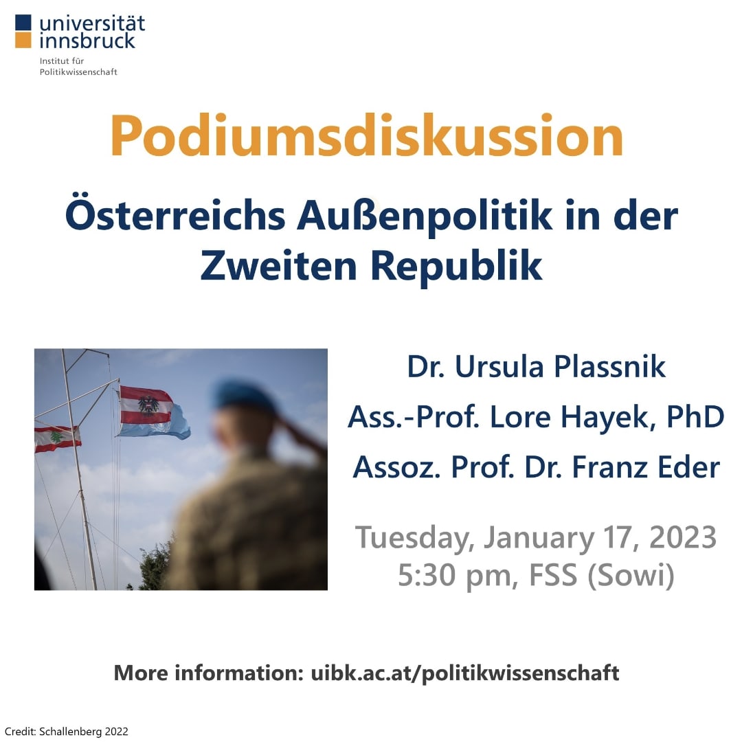 PolSciUIBK's tweet photo. 📣 Nicht vergessen! 📣

--> Anmeldungen unter politikwissenschaft@uibk.ac.at

Link in Bio!

Bild: Michael Gruber via
https://t.co/d1REhBYAnn https://t.co/Hp4UPKpyoB