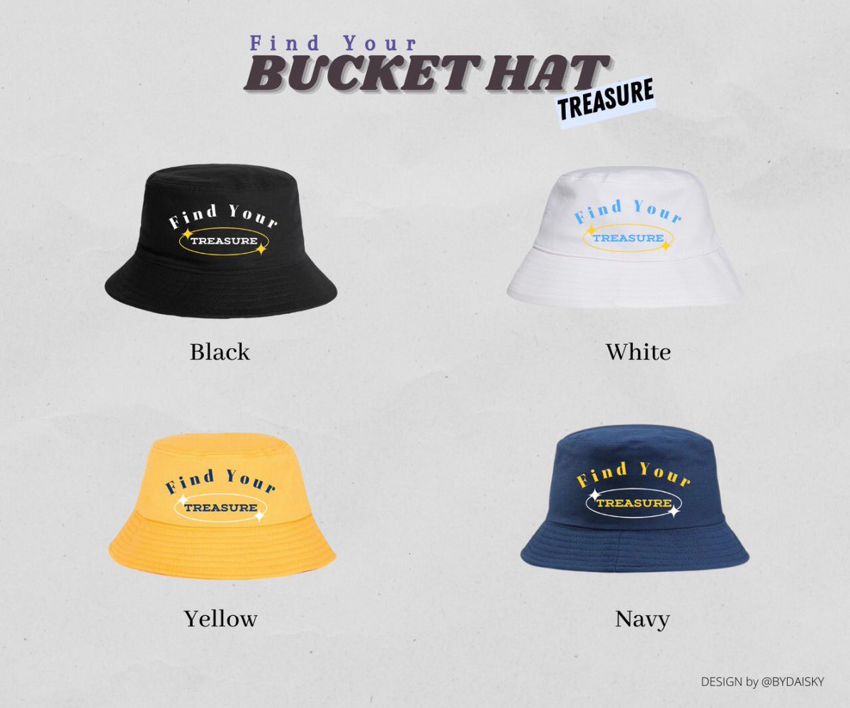 bydaisky's tweet photo. [RT &amp; Like are appreciated]💖

💫OPEN PRE-ORDER “FIND YOUR” TREASURE BUCKET HAT💫

💸 RP 60K
🗓 Close PO 26 Januari 2023
📍 Purwakarta, Jawa Barat

Detail &amp; orders⤵️
https://t.co/qFWxKWhIKH https://t.co/kXUeFQKNUn