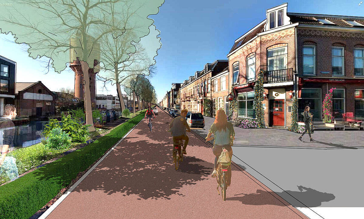 Cycling_Embassy's tweet photo. Utrecht's Jutfaseweg will soon become an attractive bicycle street, where the car is a guest.

This will create more space for seating and greenery on the Vaartsche Rijn waterfront and turn the corridor into a green and pleasant cycling and walking route.

https://t.co/SdMCFDhLPW https://t.co/1FNlSW3Kwh
