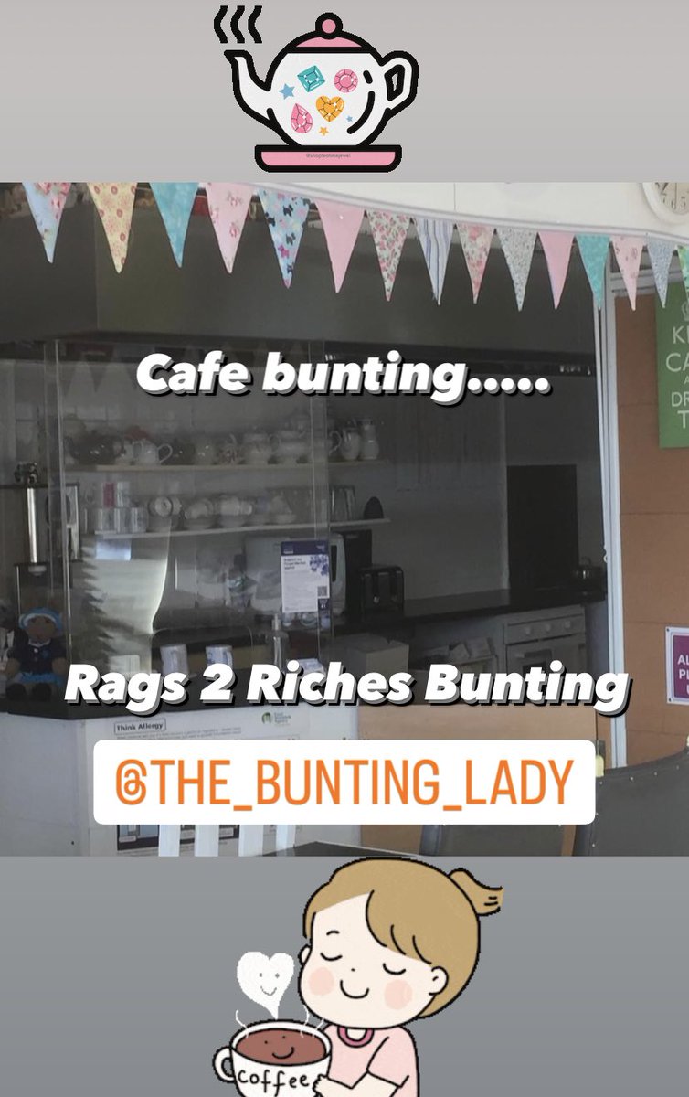 Good Morning, how about a nice cup of English Tea on this chilly January day #bunting #thebuntinglady #rags2richesbunting #teashop #shopbunting #shopdecorations #teashop #tearoom #englishtea