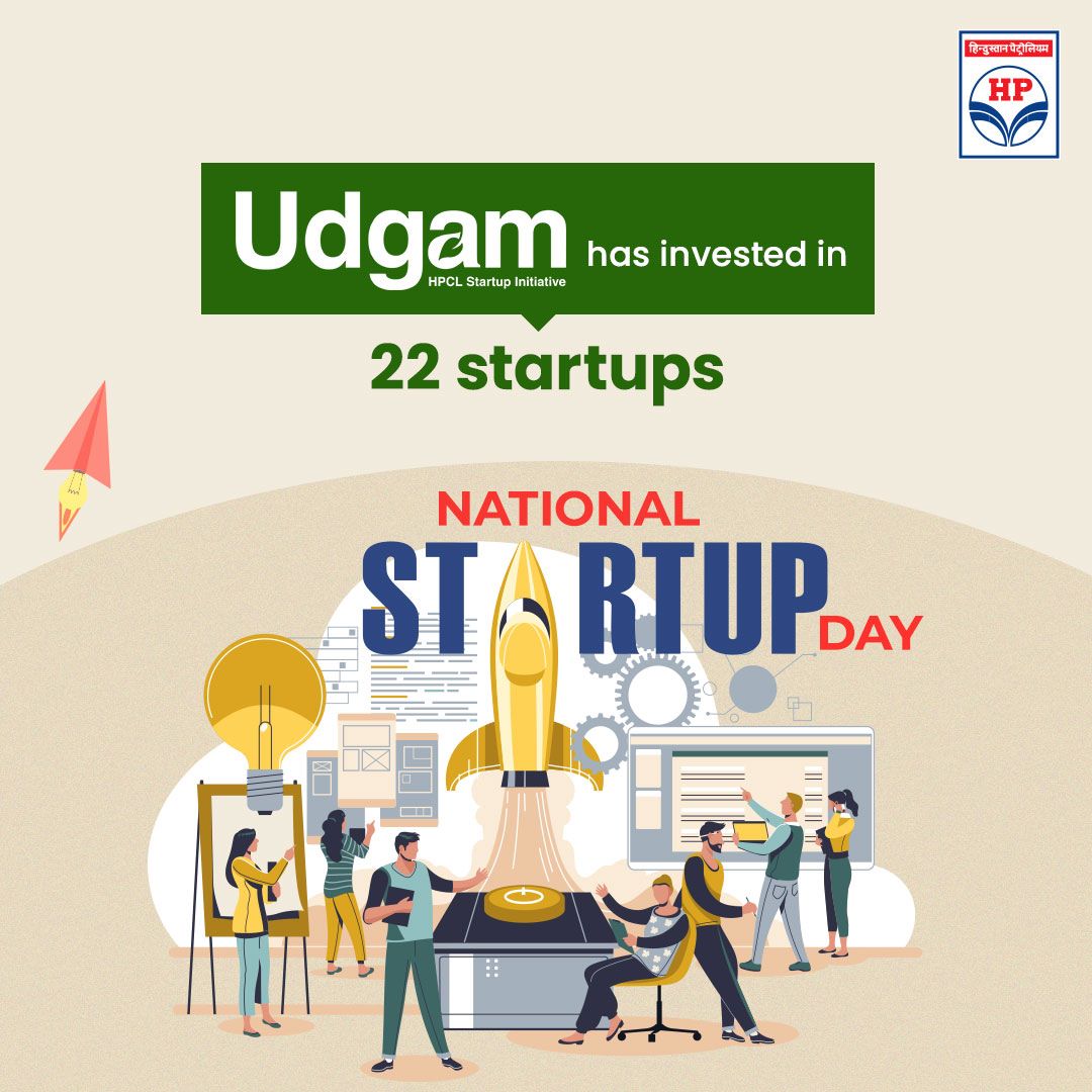 HPCL's tweet photo. #NationalStartupDay is an extra special one for us as we cherish the success of our startup initiative #Udgam, which is focused on supporting the young minds in India.
We're committed to helping build startups that shape our future into a sustainable one. https://t.co/gzohasADPv