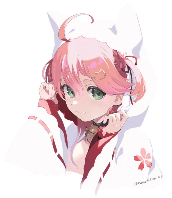 みこ様ねこフードかわいいにぇ#miko_Art 