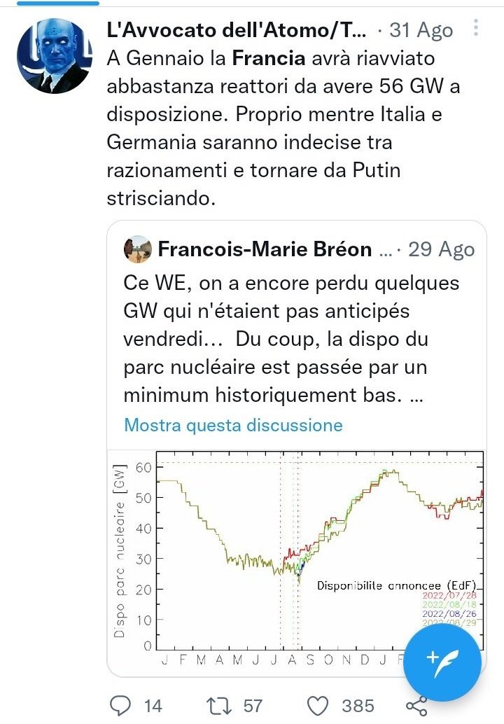 stebaraz's tweet photo. Siamo a metà Gennaio: in Francia sono attivi ~45 GW di nucleare, lo stock di gas in Italia è Germania è elevato, i volumi di export di gas Russo vs Europa sono ~ ai minimi.
L'unico Paese in cui nei mesi scorsi si è parlato concretamente di razionamento è la Francia. https://t.co/HjeBK9ubMI