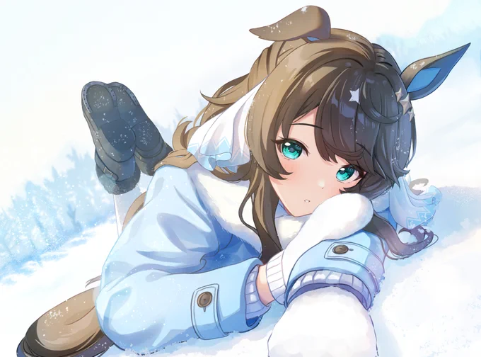 こちらに気づいたデアリングタクトちゃん(先日のデアリングタクトちゃんの表情差分です) 
