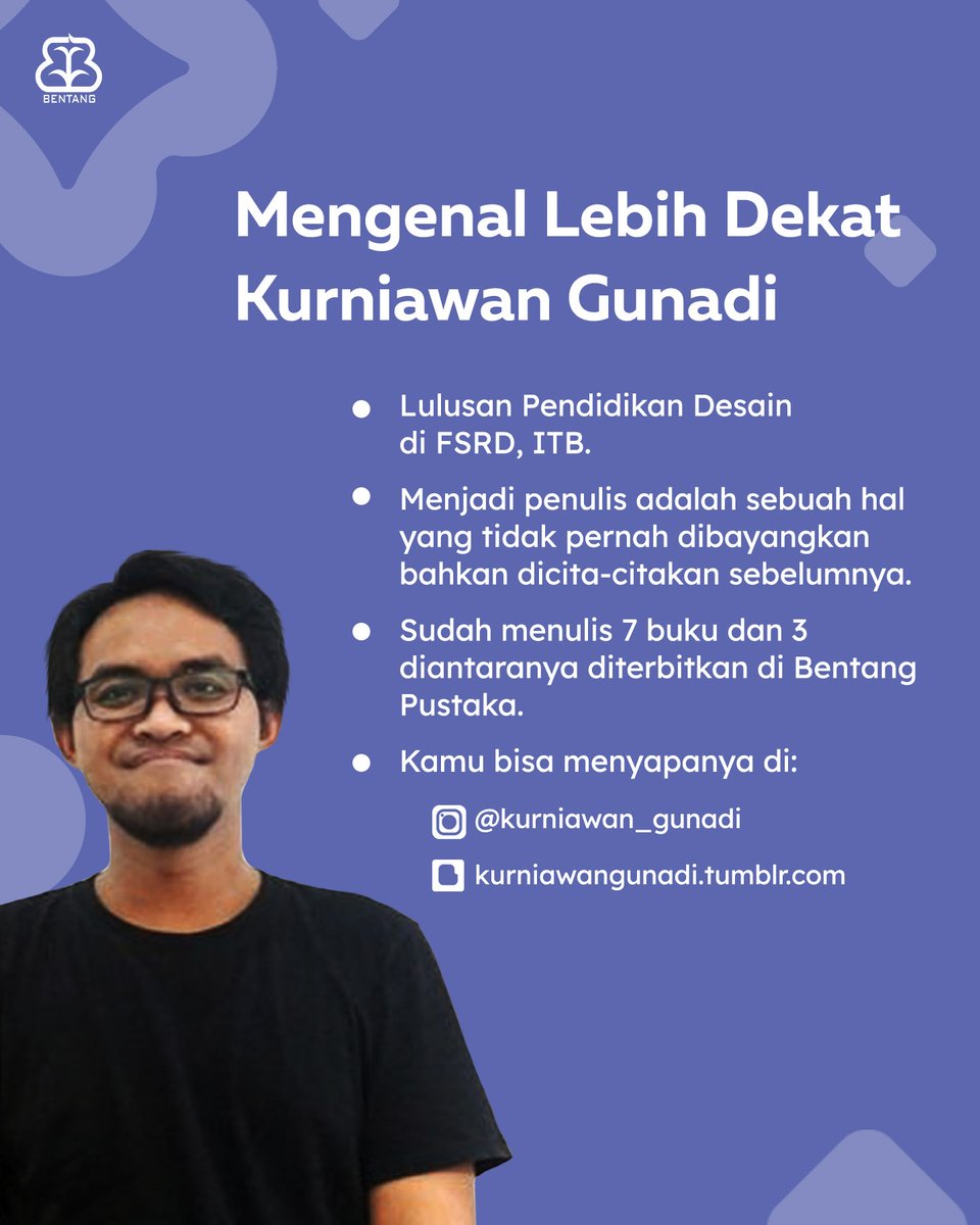 bentangpustaka's tweet image. Buat kamu yang belum kenalan sama Kurniawan Gunadi, yuk kenalan lewat postingan satu ini! 
Buku Kurniawan Gunadi pas banget dibaca di awal tahun :)
Kamu bisa memesan bukunya di toko buku berikut 👇
🛒 linktr.ee/Bentang

#KurniawanGunadi #ArahMusim #Bising #MemberiRuang