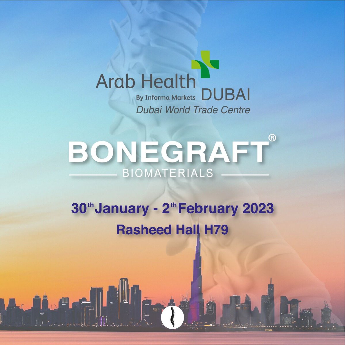 Mark your calendars! Bonegraft Biomaterials is excited to announce that we will be participating in Arab Health 2023 in Dubai, UAE. Join us from January 30th to February 2nd at Rasheed Hall H79 to discover our cutting-edge biomaterials and solutions. 

#ArabHealth2023 #Bonegraf