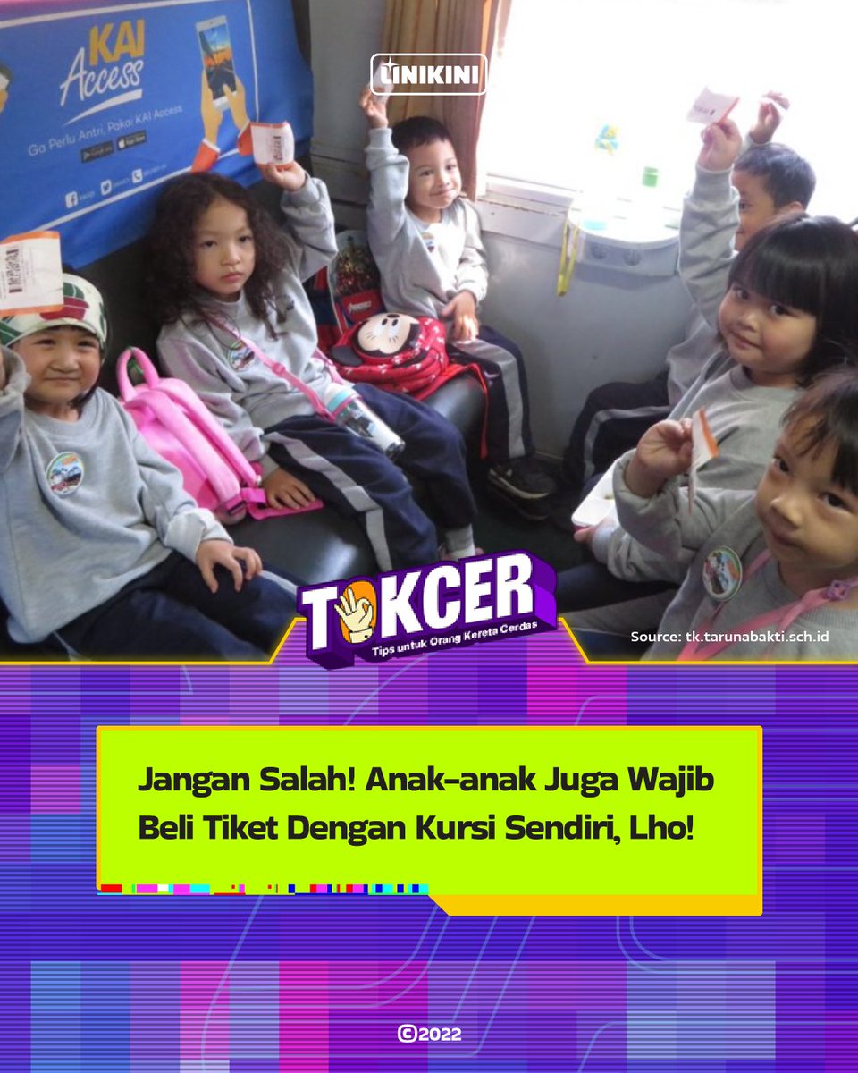 LINIKINI_ID's tweet photo. Sekarang, anak usia 3 tahun wajib punya tiket kereta api juga lho. Kalo nggak, bisa kena denda 100%!π±
Penasaran kenapa? Simak penjelasan lengkapnya di #Tokcer hari ini ya~ https://t.co/EwDJHvxg0P
