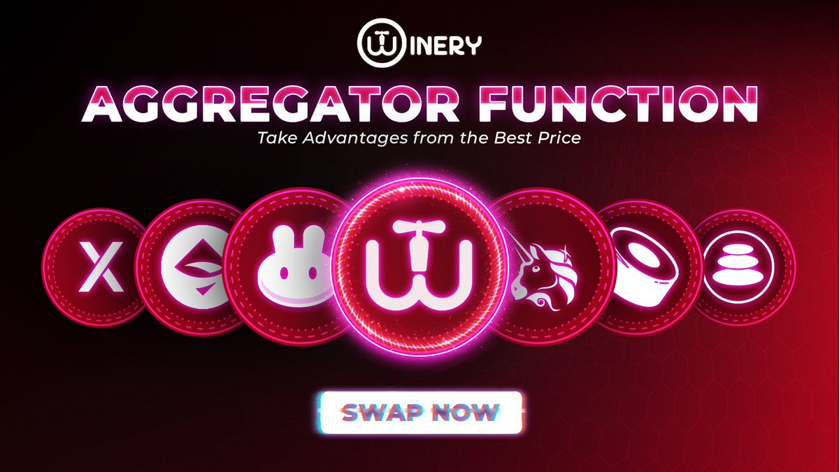 WINERY SWAP AGGREGATOR OFFICIAL RELEASE
Winery aggregator function has officially been released. 
Swap now for the best offers from trading fee reduction.

Swap here: winery.finance/amm/#/trade/sw…