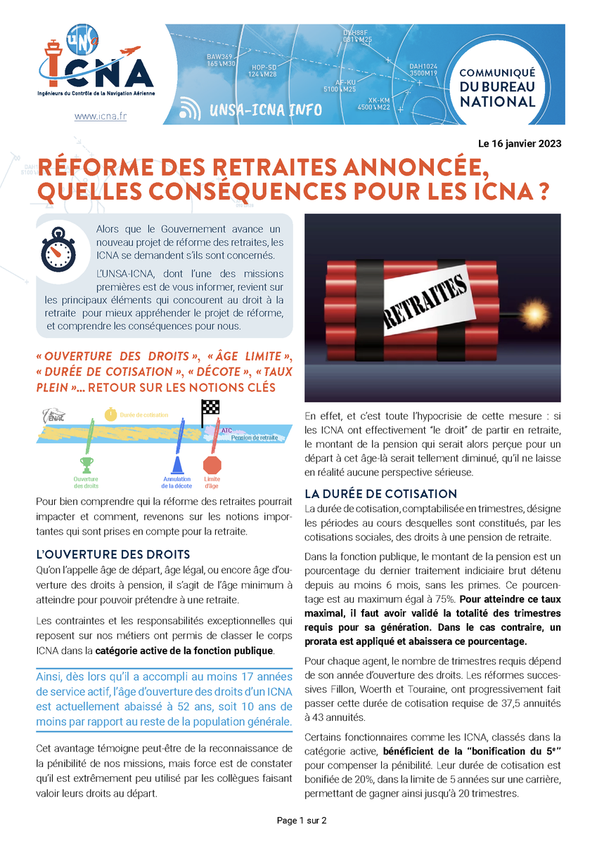 UnsaICNA's tweet photo. Réforme des retraites, quelles conséquences pour les ICNA ?
L'@UnsaICNA revient sur les principaux éléments qui concourent au droit à la retraite pour mieux appréhender le projet de réforme, et comprendre les conséquences pour nous.
https://t.co/ZWhn23ApQK https://t.co/mocqtbPz6B