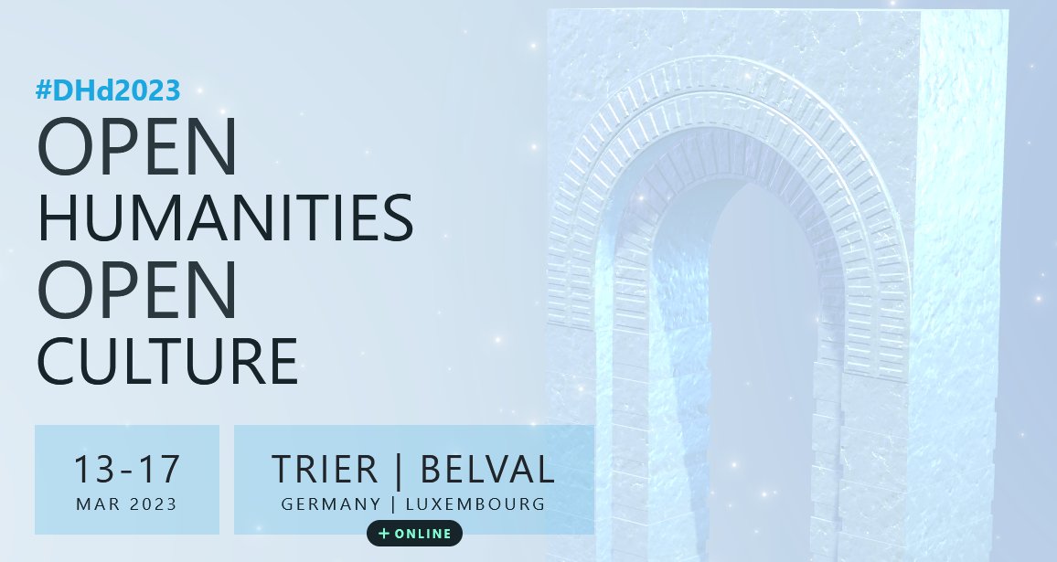 CDHTrier's tweet image. Der Countdown für die #DHd2023 läuft! ⏳ Das Programm ist online: dhd2023.dig-hum.de. Mehrere Projekte des @CDHTrier sind dabei, z.B. #MiMoText mit &quot;SPARQL für (digitale) Geisteswissenschaftler:innen&quot;: mimotext.uni-trier.de/aktuelles-1/dh…
@DHdKonferenz @TrierUni