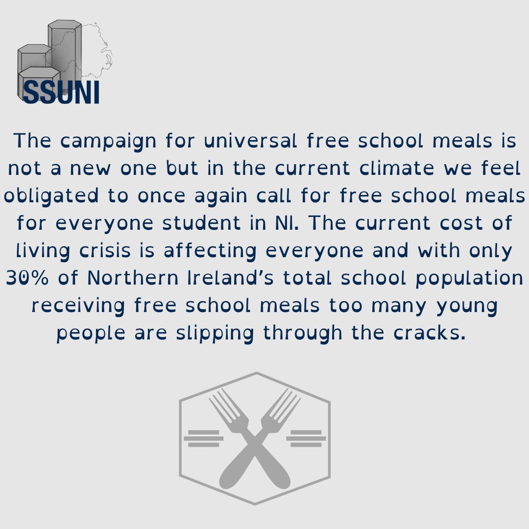 SSUofNI's tweet photo. DAY 1

Today is the first of our week long campaign highlighting the current ways in which the cost of living crisis is affecting students in NI.

The issue we are addressing today is Food Poverty. https://t.co/keO94l4km0