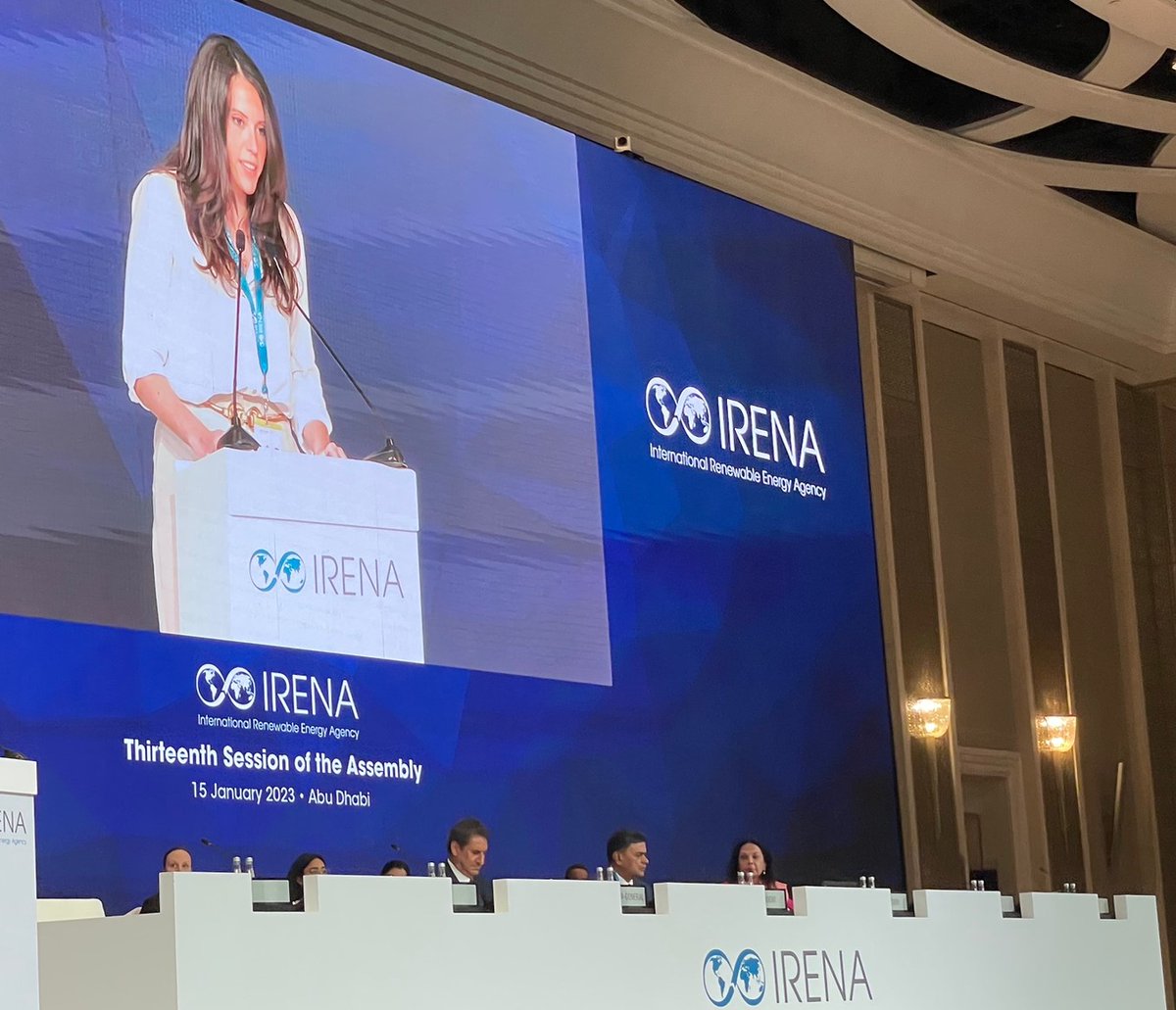 ACCIONAEnergia's tweet photo. We participated this weekend in the 13th Assembly of the International Renewable Energy Agency (IRENA). Our Head of CEO Office, @ElopezP_ , conveyed the utmost relevance of turning global climate goals into action #NewEnergyForABetterPlanet https://t.co/GW1n2ZSeew