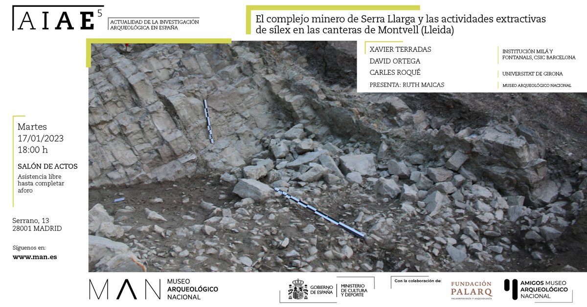 XavierTerradas's tweet photo. Nos vemos mañana en el @MANArqueologico con los resultados de nuestro proyecto sobre las canteras prehistóricas de Montvell y la explotación del sílex en Serra Llarga (Lleida)
@CSIC @CSICdivulga @CSICCat @imfcsic @asd_csic @ArchHubCSIC @patrimonigencat @FundacionPalarq @AFarfanya https://t.co/Ezl3Lx3EKJ