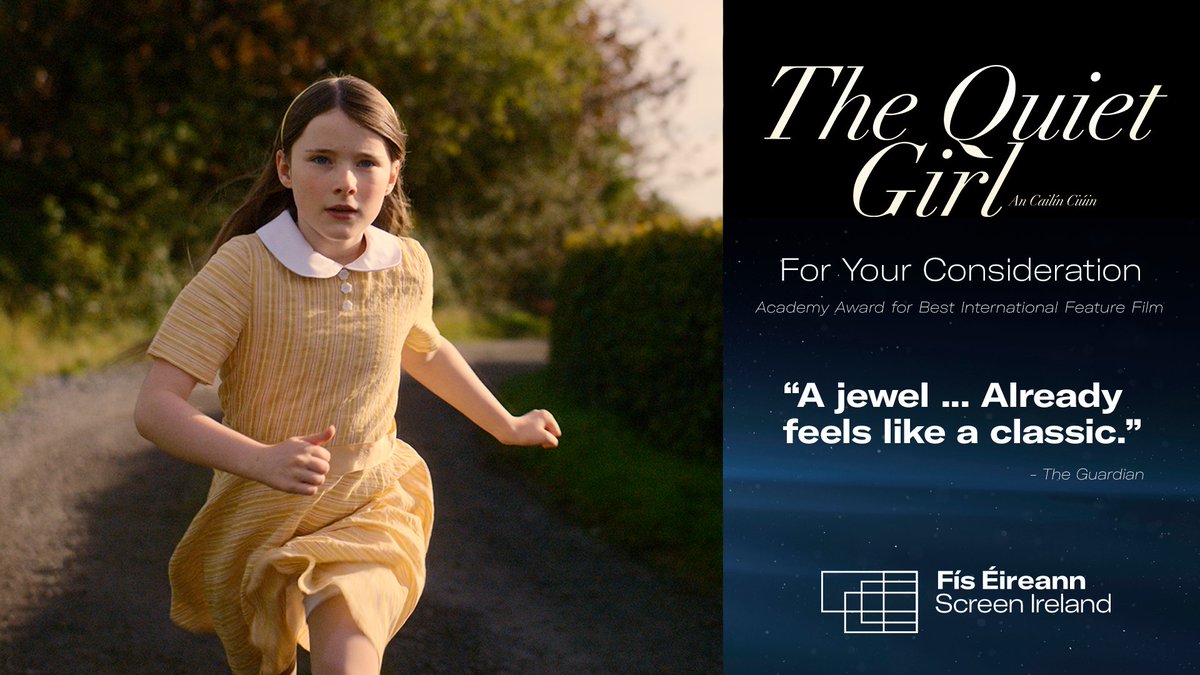 ScreenIreland's tweet photo. A quiet, neglected girl is sent away to live with foster parents for the summer.

The first Irish-language film shortlisted for @TheAcademy Award for Best International Feature Film: Colm Bairéad's The Quiet Girl.

#irishfilm https://t.co/Sufd8VGq1z