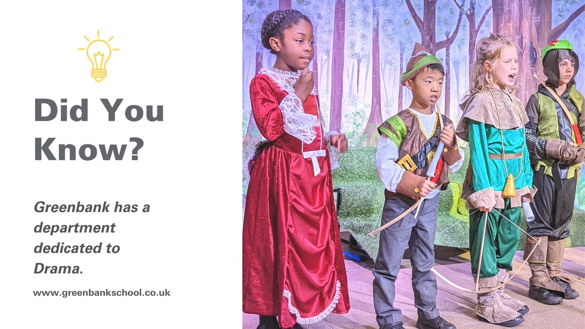 🎭 Drama? At Greenbank? You bet! And lots of it...

With a professional TV acting career behind her, our Drama teacher, Mrs Firth, is looking forward to meeting you at our open afternoon in March.

Click on the link to register…bit.ly/3GVuGOt

#drama #stage #openevent