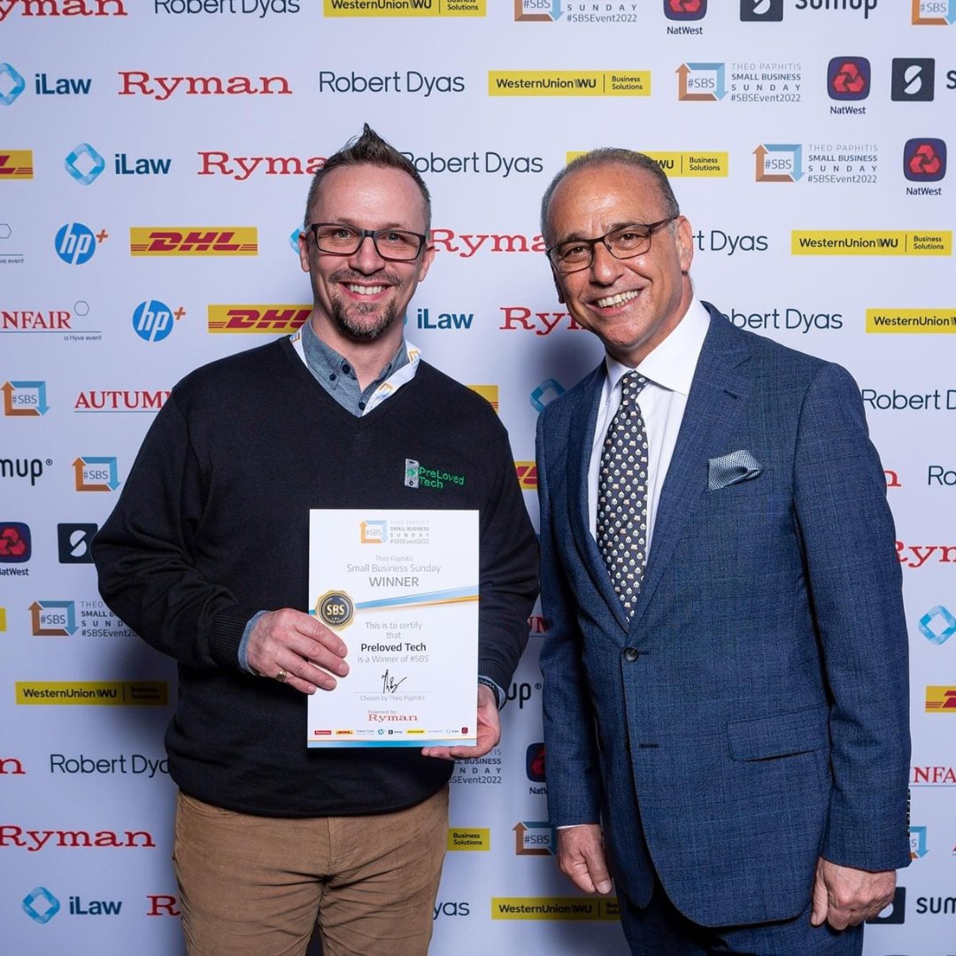 preloved_tech's tweet image. It&apos;s almost that time again!! October 2021 we won #SBS and attended our first #SBSevent2022 meeting @TheoPaphitis  too. Its amazing being part of the #SBS family, and id urge any business to apply on a Sunday. Looking forward to #SBSevent2023 and meeting all you lovely folk again