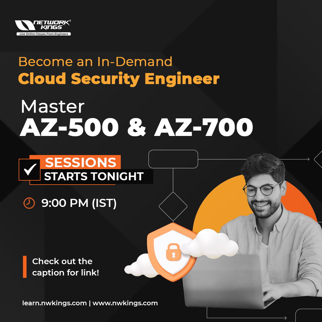 nwkingsofficial's tweet photo. Do you want to become a Cloud Security Engineer? π
Attend the free session tonight at 9 PM (IST) to master AZ-500 and AZ-700. β
Attend the session here: https://t.co/utCN6hKGYy
#networkkings #cloud #explore #job #explorepage https://t.co/JrCJKpwIIC