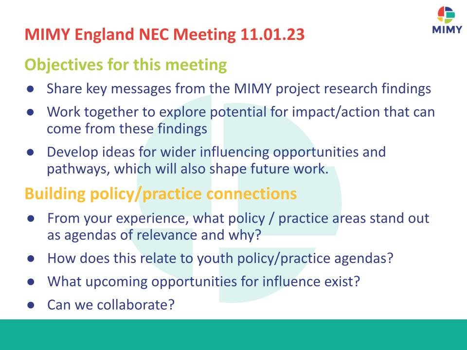 MIMY UK researchers/peer researchers from <a href="/SheffSocScience/">Social Sciences | The University of Sheffield</a> held an event to get feedback from national experts on their key policy messages! Advisors were from the fields of education, employment, integration, race equality and asylum. A great way to strengthen local impact!