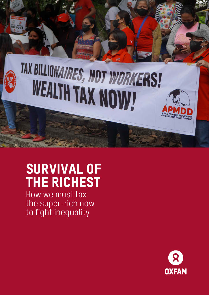 oxfamgbpolicy's tweet photo. 📢Tax the rich
As heads of Government and the elite meet in @Davos, our inequality report highlights why it's time to tax the rich. An annual global wealth tax of up to 5% on the super-rich could raise $1.7 trillion a year. Read #SurvivalOfTheRichest here: https://t.co/AGF8lz9JU8 https://t.co/MWBgWa9zEZ