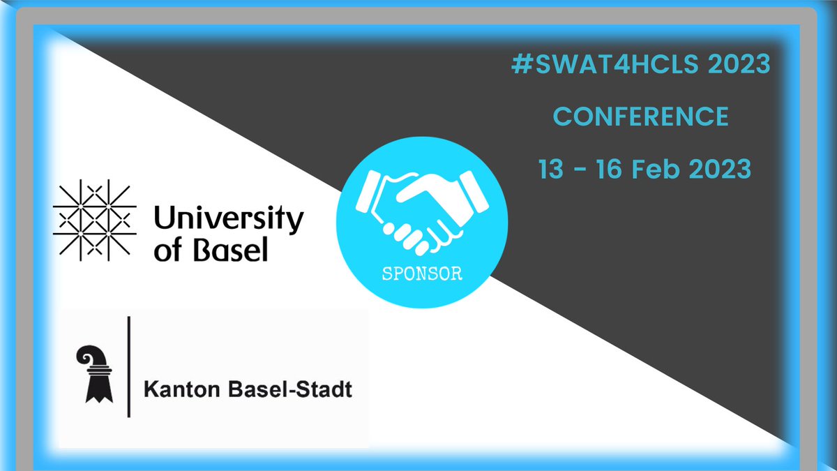#SWAT4LS 2023 Conference takes place on 13-16 February 2023 at <a href="/biozentrum/">Biozentrum, University of Basel</a> of  <a href="/UniBasel_en/">University of Basel</a> in the beautiful city of <a href="/BaselStadt/">Kanton Basel-Stadt</a> #Switzerland. 
We are grateful for this partnership 🤝
 
👉Do not forget to register for the event here:
eventbrite.com/e/swat4hcls-20…