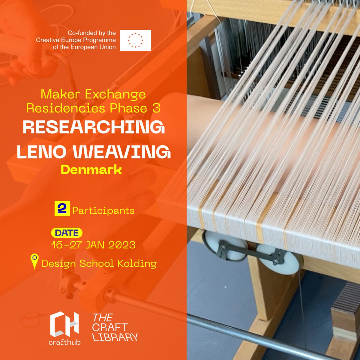 CrafthubEu's tweet photo. ๐งถ The third round of Maker Exchange Residencies are underway with @designskolenkd. 14 days to explore, create and share skills and knowledge of #lenoweaving with the hosts and local community in a meaningful way. ๐งถ#CrafthubResidencyKolding #CraftHubLibrary #CraftHubResidency https://t.co/EaFaE0D2BL