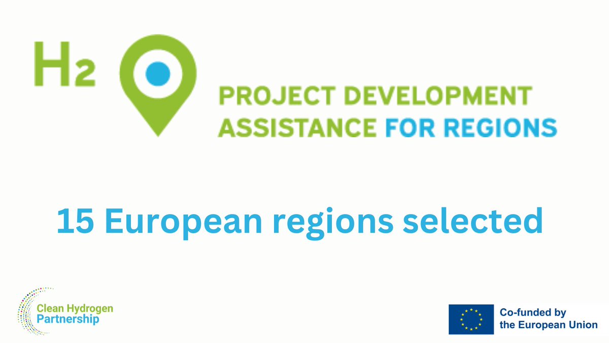 📢The Clean Hydrogen Partnership has selected 15 regions to receive support in the framework of the latest Project Development Assistance (PDA) initiative.

👉🏻See the full list here : bit.ly/3Xxgl0b