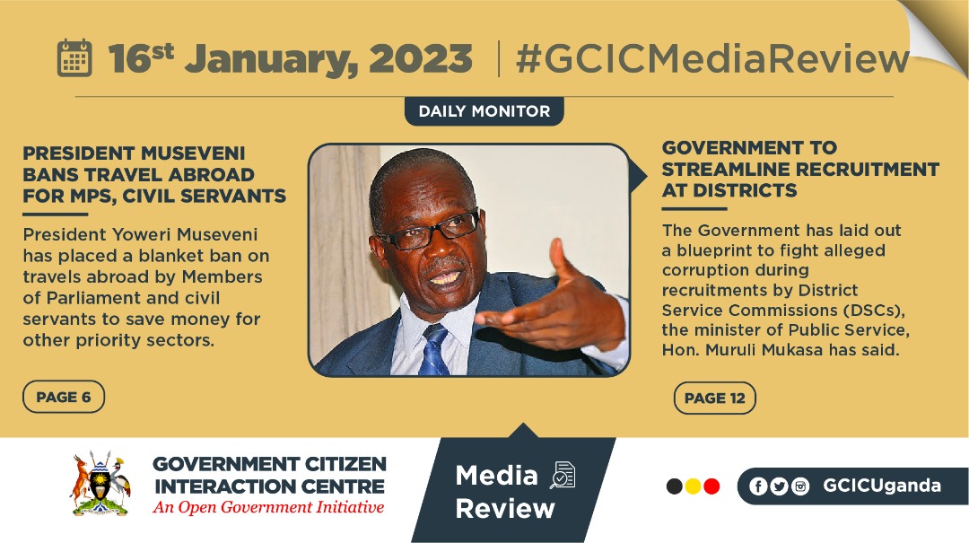 GovUganda's tweet photo. 𝐏𝐑𝐄𝐒𝐈𝐃𝐄𝐍𝐓 𝐌𝐔𝐒𝐄𝐕𝐄𝐍𝐈 𝐁𝐀𝐍𝐒 𝐓𝐑𝐀𝐕𝐄𝐋 𝐀𝐁𝐑𝐎𝐀𝐃 𝐅𝐎𝐑 𝐌𝐏𝐒, 𝐂𝐈𝐕𝐈𝐋 𝐒𝐄𝐑𝐕𝐀𝐍𝐓𝐒. https://t.co/yTLIk5IqSC
