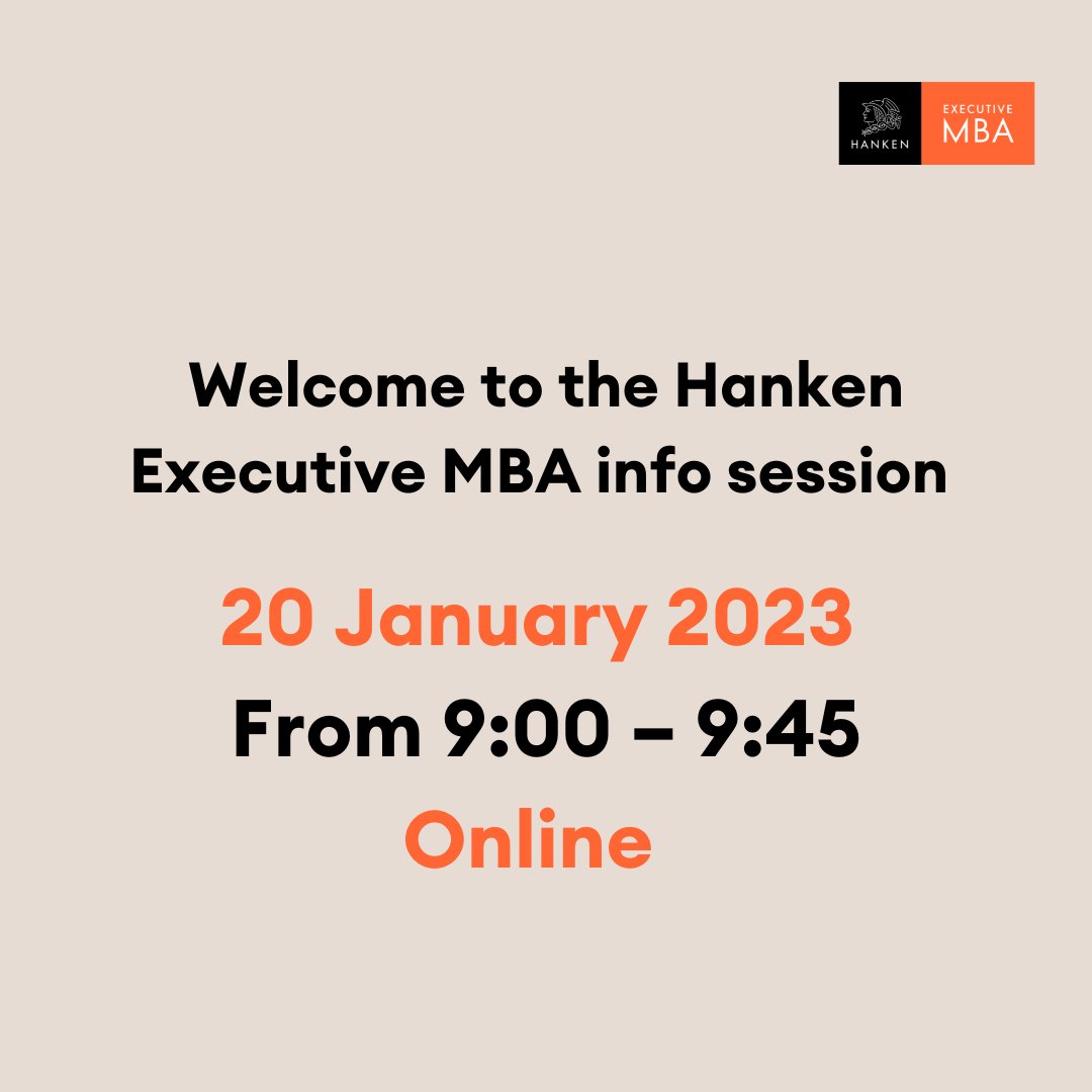 HankenEMBA's tweet photo. We are looking forward to meeting you on Friday! 
If you are interested to hear more about the Hanken Executive MBA and haven't yet registered for our online info session, you can still secure your place through this link: https://t.co/Xyl3AWnRil https://t.co/Z4fNRN4UIi