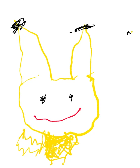 長男が描いたピカチュウと夫が描いたピカチュウと私が描いたレッピカ 