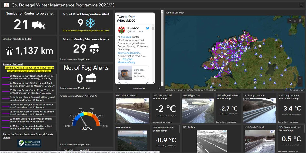 DonegalMaps's tweet photo. Keep an eye on current road conditions in #Donegal on this #OpsDashboard ➡️https://t.co/WRr29XIhH1
Safe driving and keep your distance. #SlowDown #BeWinterReady https://t.co/wP1oiMT2SL