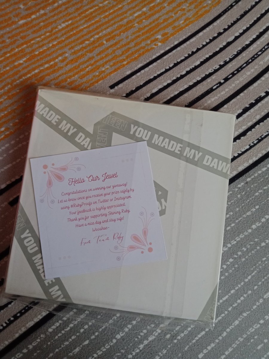 mingyuslover97's tweet photo. Thank you so much @Ruby4Carats!!! Received my prize na po ang ganda!!! Til' next giveaways! Tysm po ulet and Godbless Team Ruby wooahae 💗
#RubyProofs https://t.co/U80eoRbnGC