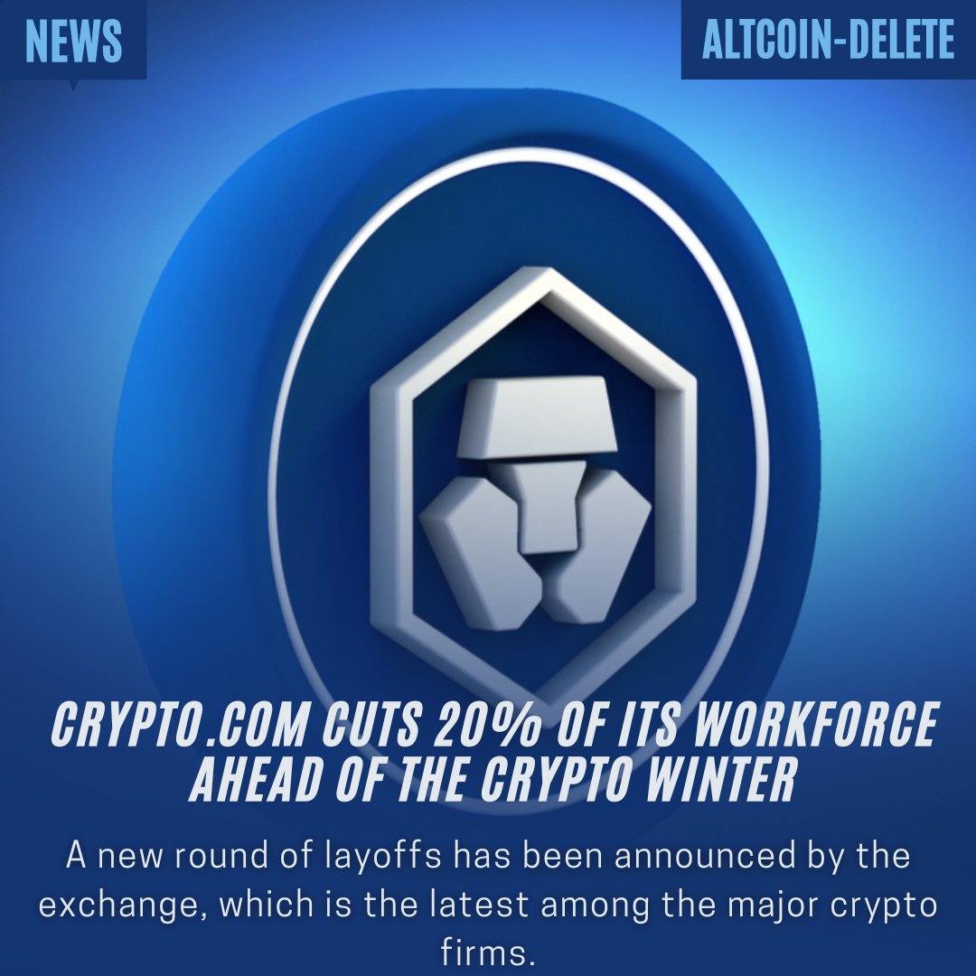 AltcoinDelete's tweet photo. Crypto-Com Cuts 20% Of Its Workforce Ahead Of The Crypto Winter

IG:altcoindelete

Follow For More Daily Updates on Everything Crypto &amp; NFT!
#Crypto 
#cryptocurrencies 
#cryptomarket 
#Cryptocom 
#CryptoCommunity 
#CryptoNews 
#CryptoWinter 
#cryptoworld 
https://t.co/79ZjjuCX6D https://t.co/0Los2etpXE
