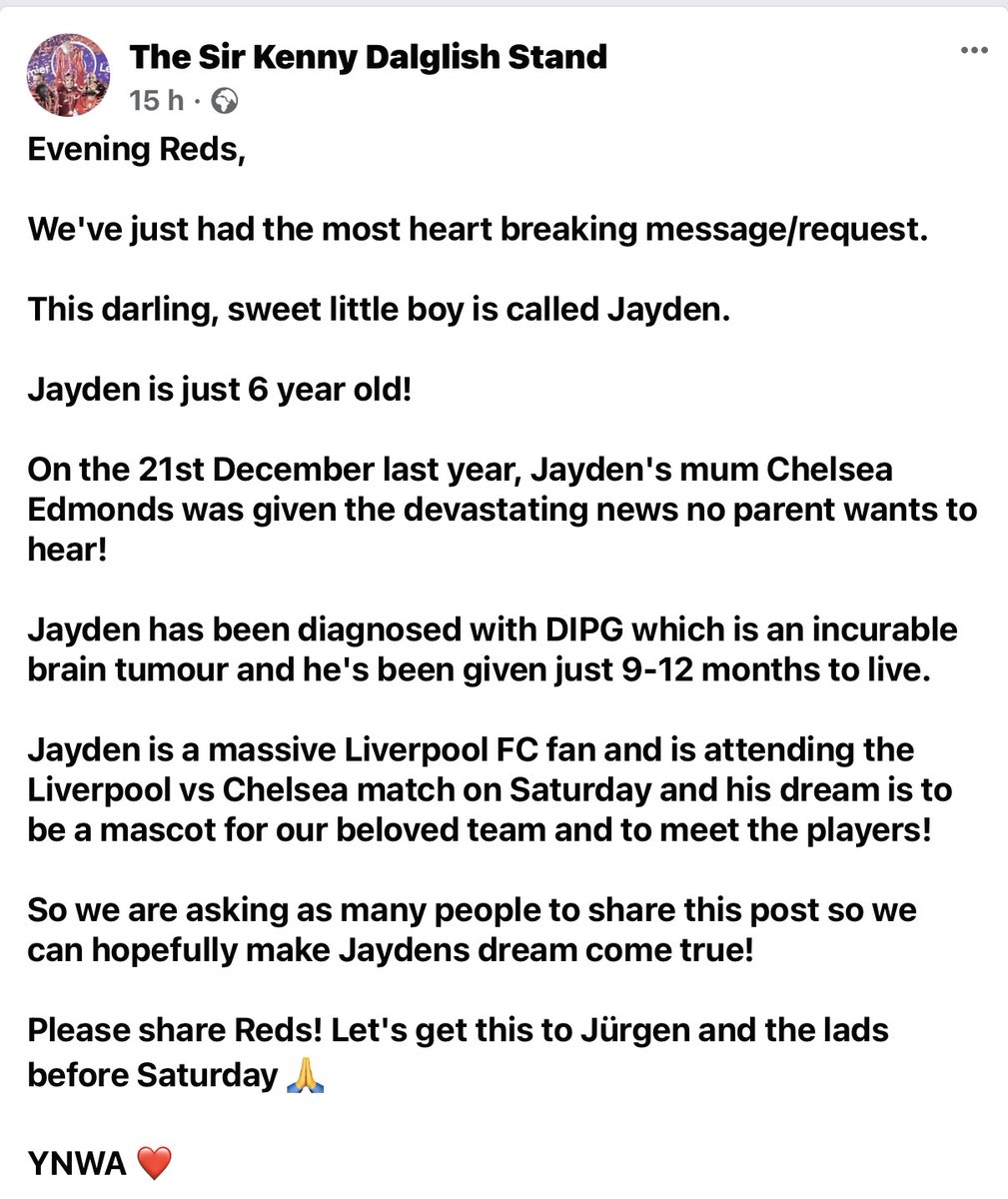 thestoddartsLFC's tweet photo. Taken from Facebook 
Please retweet https://t.co/XcWXBvntOy