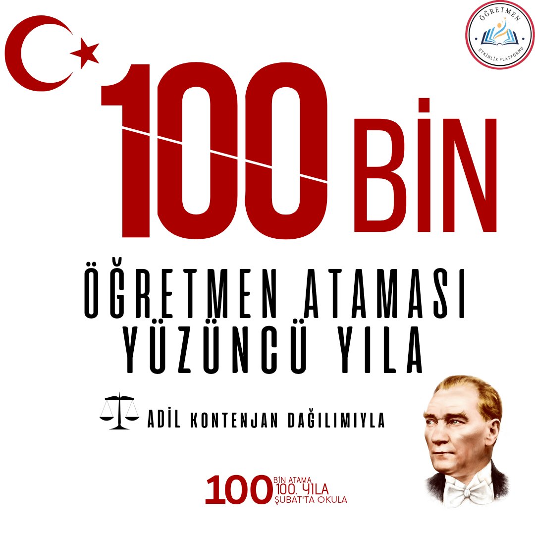 "Gençliği yetiştiriniz. Onlara ilim ve irfanın müspet fikirlerini veriniz. Geleceğin aydınlığına onlarla kavuşacaksınız."
 Aydınlığa kavuşmak için bugün bir kez daha hem mecliste hem burada 'Cumhuriyetin 100. Yılına 100 bin adil öğretmen!' diyoruz.

<a href="/tcmeb/">Millî Eğitim Bakanlığı</a> #Mecliste100BinÖğretmen