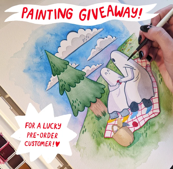 We're giving away the original painting to a lucky pre-orderer (definitely a word)!! We'll be slipping the original in a random package as we're sending your orders out. There's just 3 days left to order before the pre-order ends on the 18th :)  