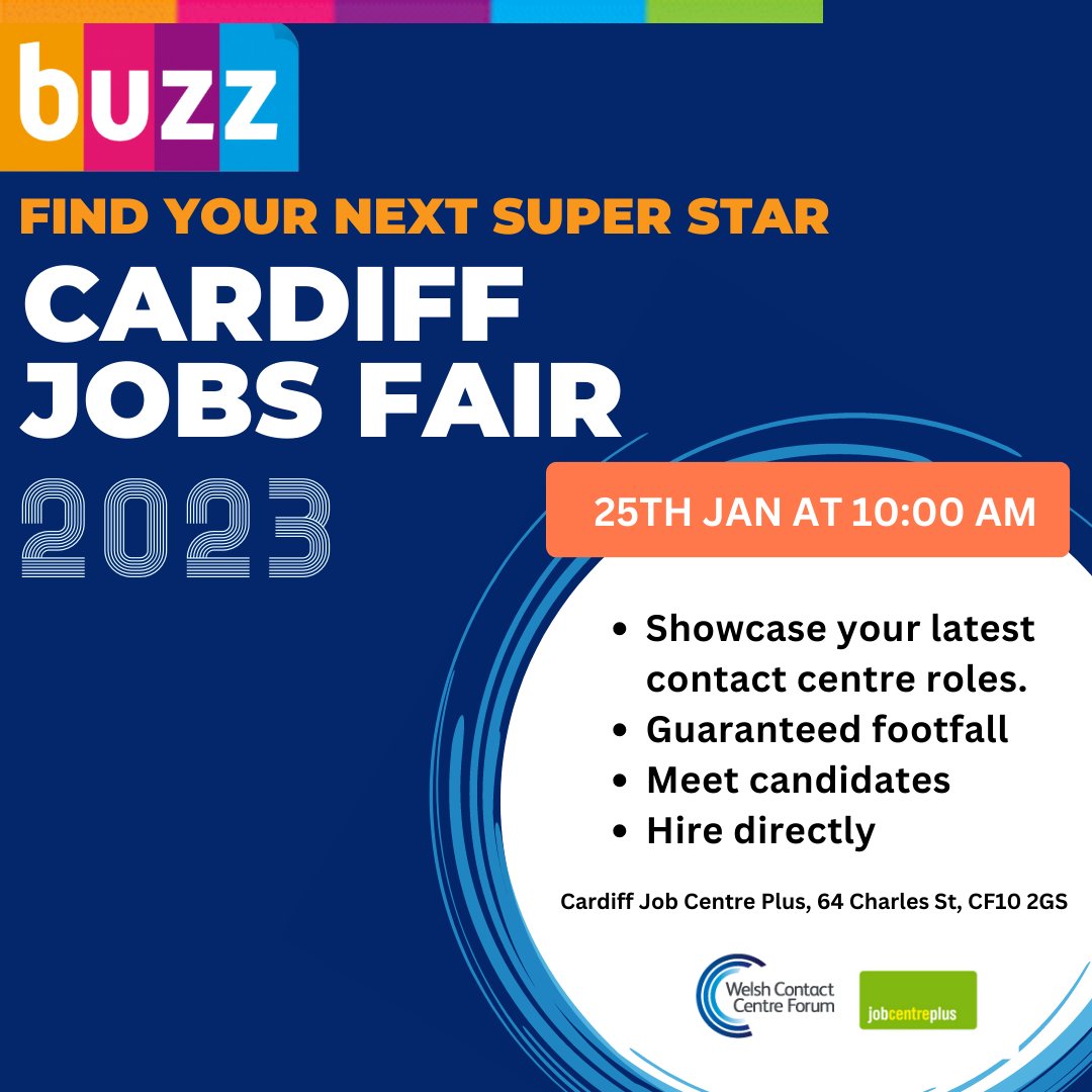 Are you struggling to recruit staff?

Why not book a stand at our upcoming jobs fair?

With guaranteed footfall, you could find your next contact centre star there!

Contact Liz@wccf.uk for more info.

#recruitment #cardiffjobs #contactcentrejobs