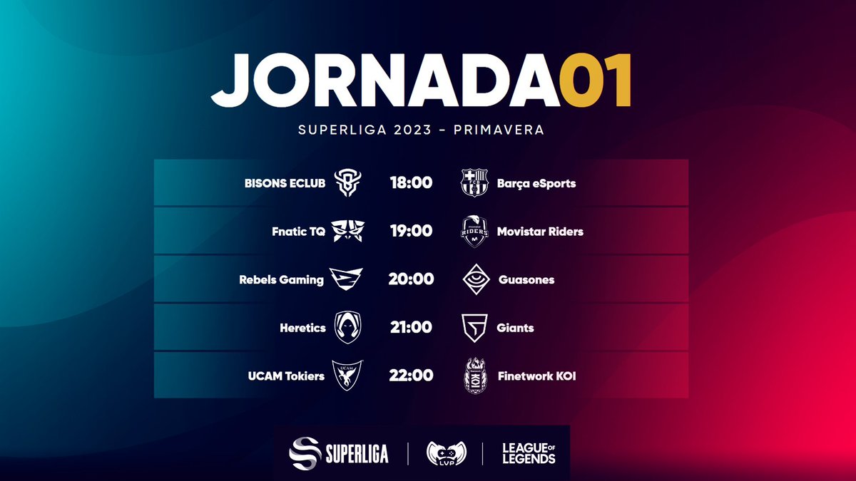 cdelgaming_'s tweet photo. ¡Arranca el Split de Primavera de la #SuperLigaLoL!

Hoy, a las 18:00 de la tarde, comenzará la primera competición de videojuegos profesionales del 2023. Todos los partidos de la misma se podrán visualizar en el #Twitch de #LVP_es.

#ColgadosdelGaming #LeagueOfLegends https://t.co/vCSYYafORf